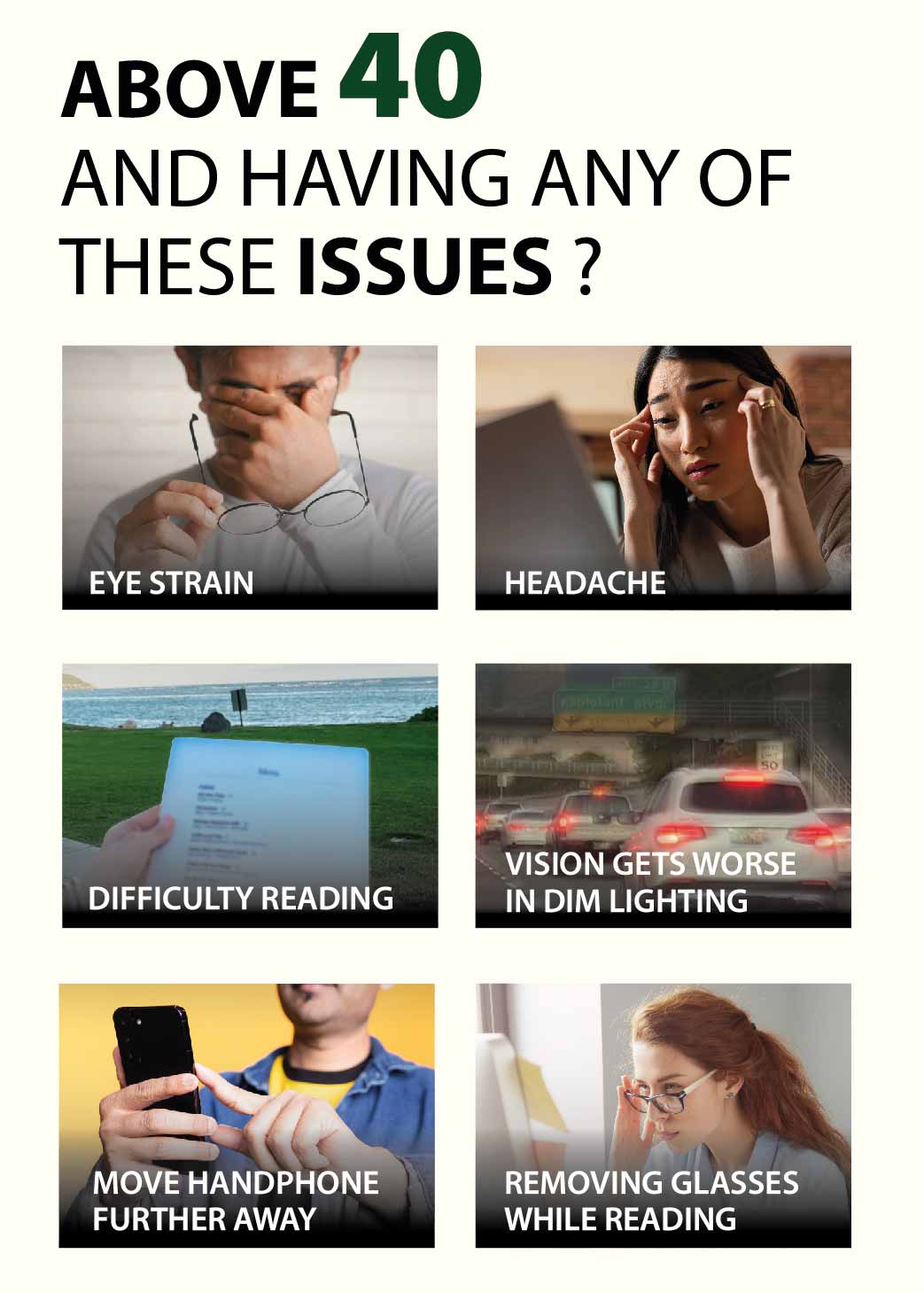 Rx Optometry Multifocal Specialist - Presbyopia symptoms above 40