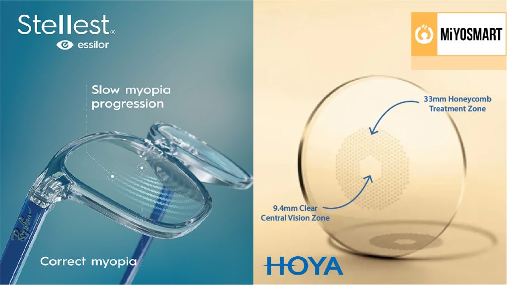 Essilor Stellest and Hoya MiYOSMART myopia control glasses - Rx Optometry